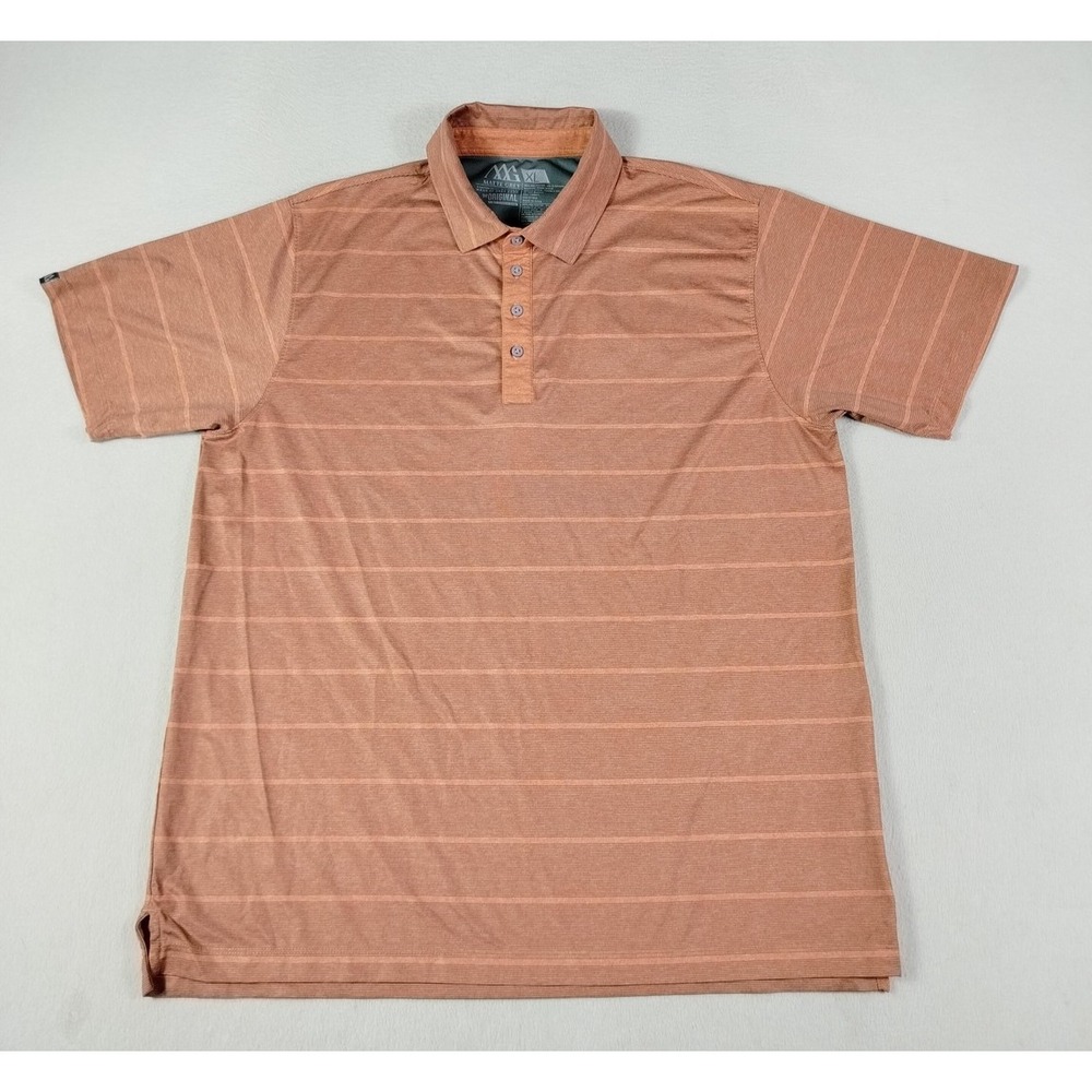 Matte Grey Polo Shirt‎ Mens XL Orange Striped Original Golf Performance Stretch